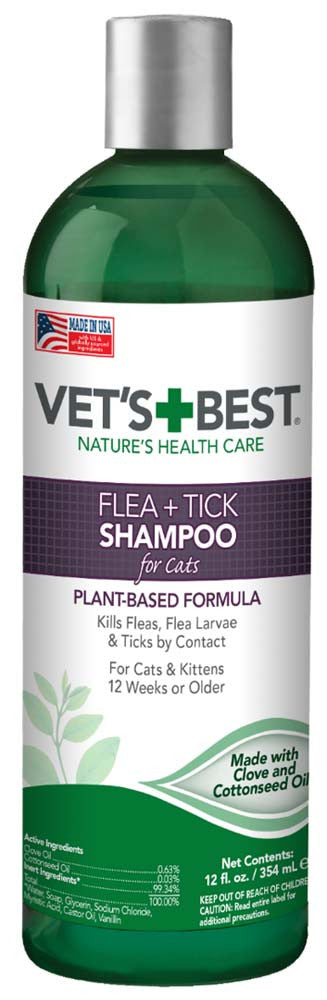 Vet's Best Flea and Tick Shampoo for Cats 12 Fl. oz