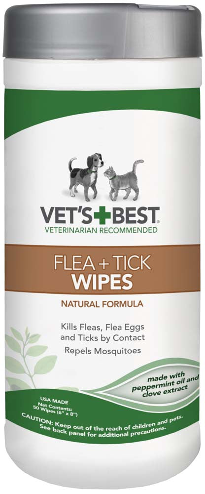 Vet's Best Flea and Tick Wipes for Dogs & Cats 6 in x 8 in 50 Count