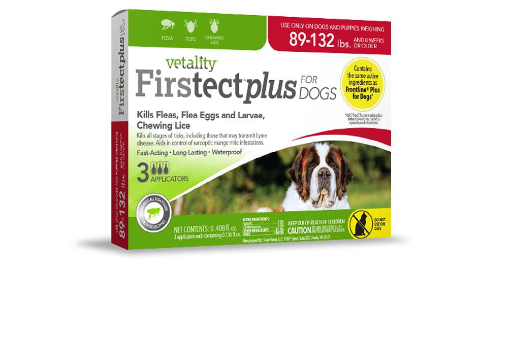Vetality Firstect Plus Flea & Tick for Dogs 89-132lbs 3 Count