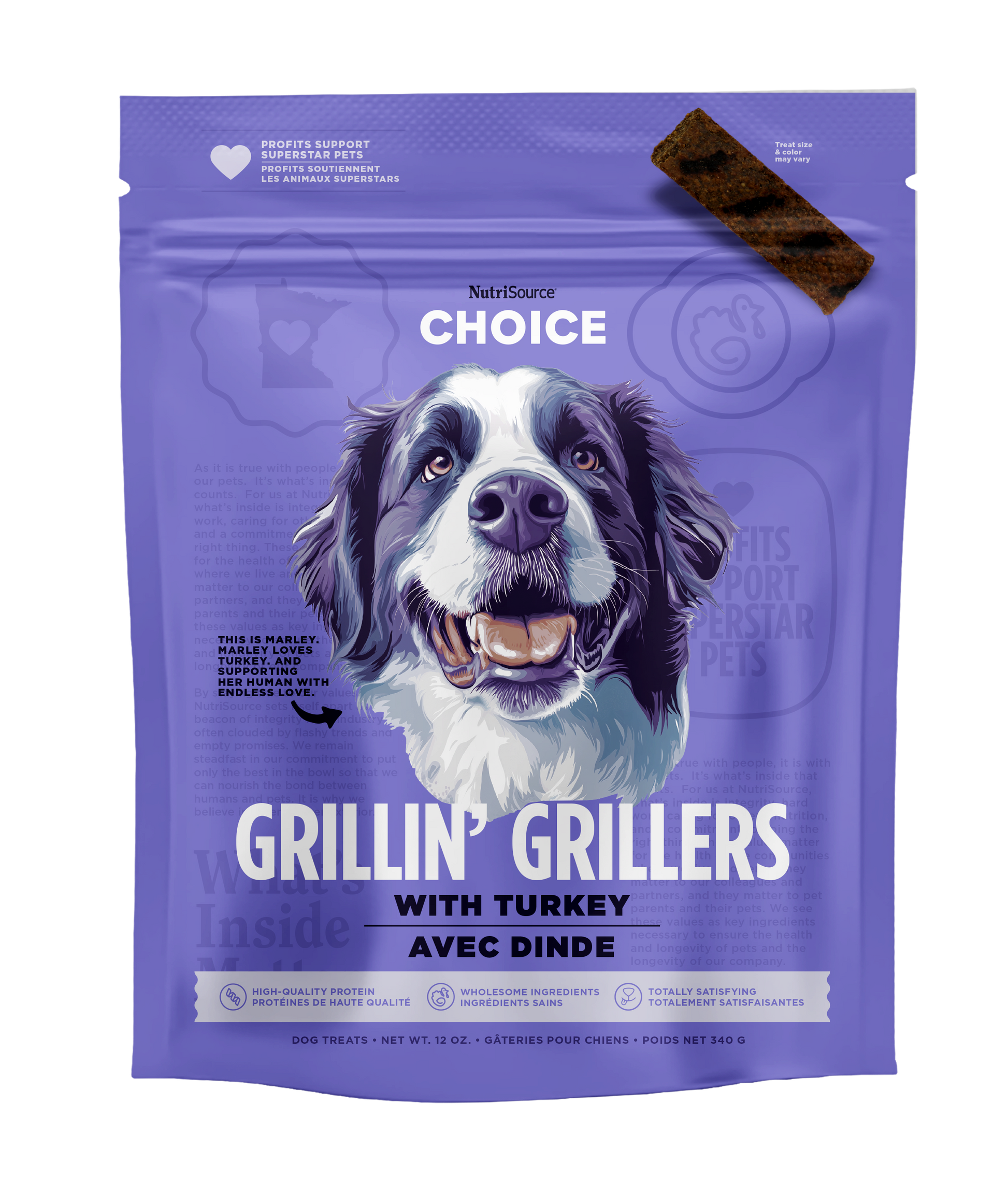 NutriSource Choice Grillin' Grillers Dog Treats Turkey 12 oz 073893801047