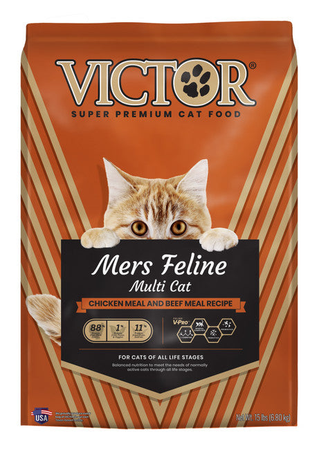 Victor Super Premium Dog Food Mer’s Classic Feline Dry Cat Chicken & Beef 15lb