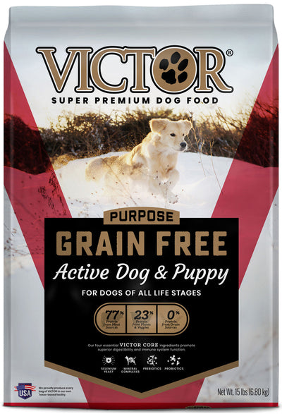 Victor Super Premium Dog Food Purpose Grain Free Active Dog & Puppy Dry Dog Food Beef 15lb