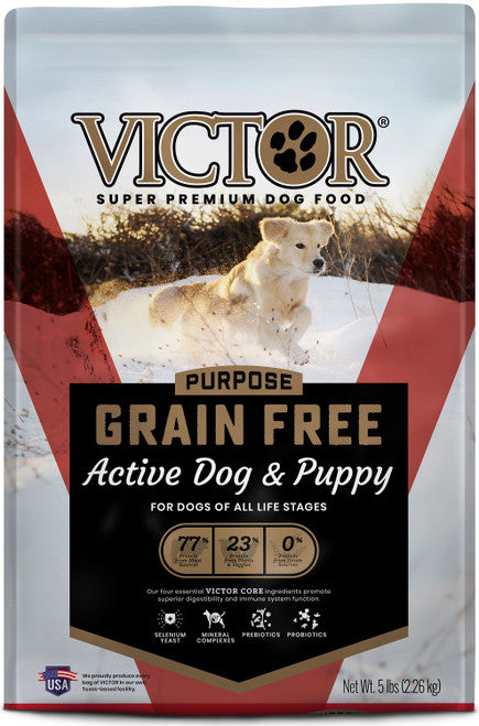 Victor Super Premium Dog Food Purpose Grain Free Active & Puppy Dry Beef 5lb