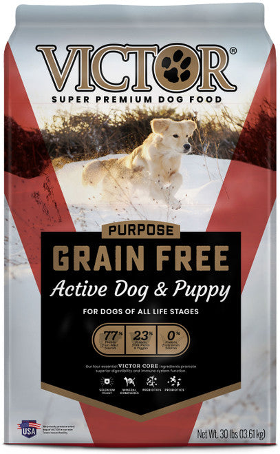 Victor Super Premium Dog Food Purpose Grain Free Active & Puppy Dry Beef 30lb