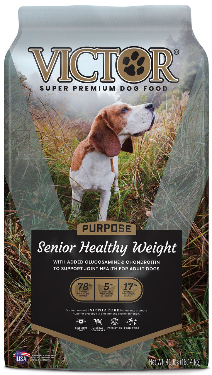 Victor Super Premium Dog Food Purpose Senior Healthy Weight Dry Dog Food Beef & Brown Rice 40lb