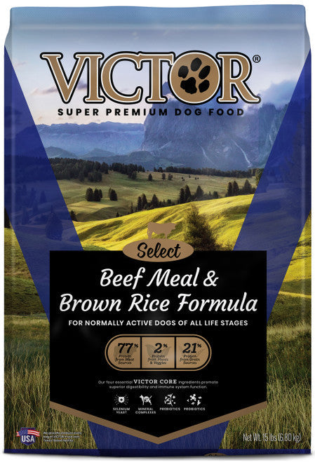Victor Super Premium Dog Food Select Dry Beef Meal & Brown Rice 15lb