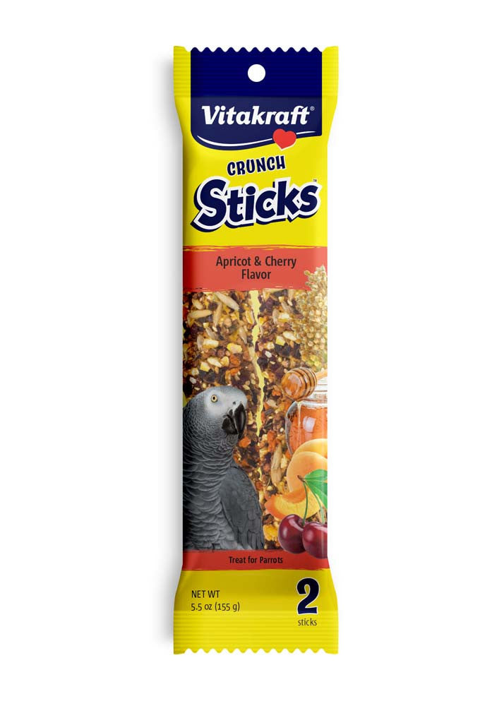 Vitakraft Crunch Sticks Apricot & Cherry Flavor Parrot Treat 5.5 oz 2 Count