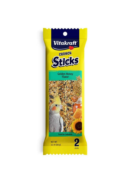 Vitakraft Crunch Sticks Golden Honey Flavor Cockatiel Treat 3.5 oz 2 Count - Bird