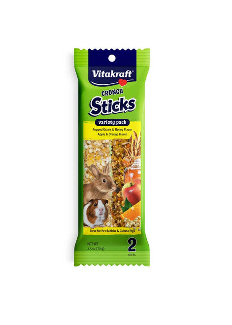 Vitakraft Crunch Sticks Rabbit & Guinea Pig Treats Popped Grains Honey Apple Orange 2.5 oz 2 ct - Small - Pet