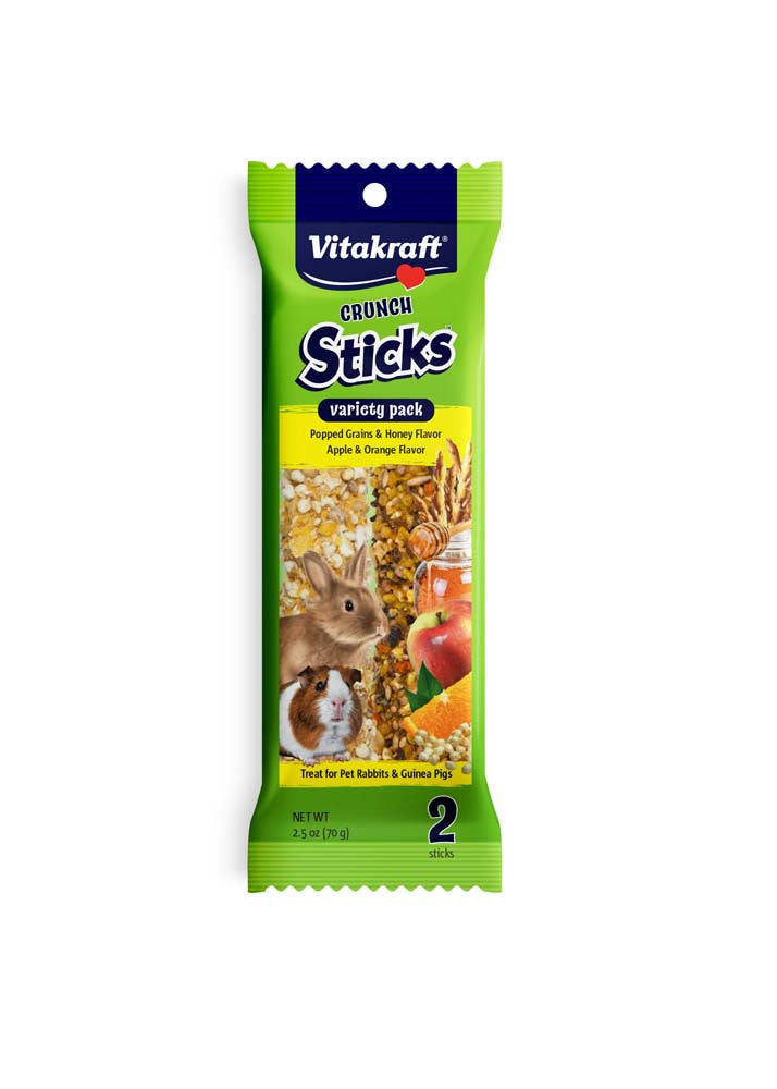 Vitakraft Crunch Sticks Rabbit & Guinea Pig Treats Popped Grains & Honey, Apple & Orange 2.5 oz 2 ct