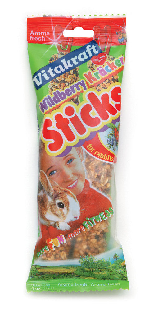 Vitakraft Crunch Sticks Rabbit Treats Whole Grains & Wild Berrie 4 oz 2 ct