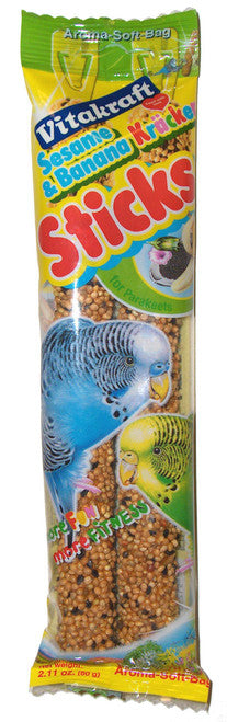Vitakraft Crunch Sticks Sesame & Banana Flavor Parakeet Treat 2.11 oz 2 Count - Bird