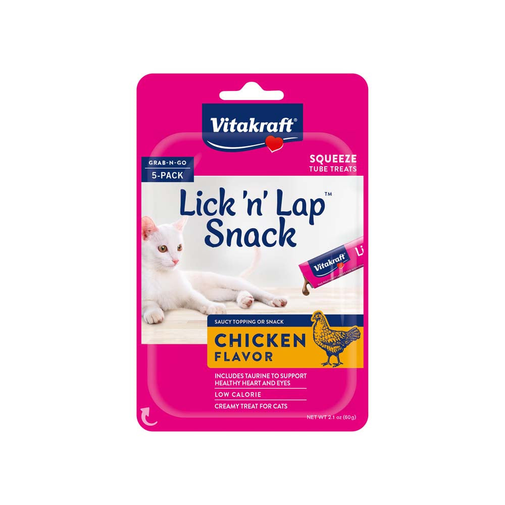 Vitakraft Lick 'n' Lap Snack Wet Cat Treats Chicken 2.1oz 5pk