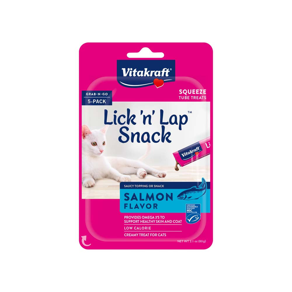 Vitakraft Lick 'n' Lap Snack Wet Cat Treats Salmon 2.1oz 5pk