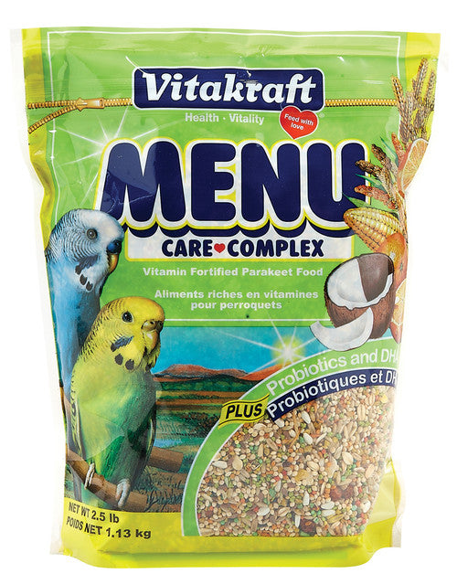 Vitakraft Menu Premium Parakeet Food - Vitamin-Fortified - Daily Pet Bird Food, 2.5 pounds