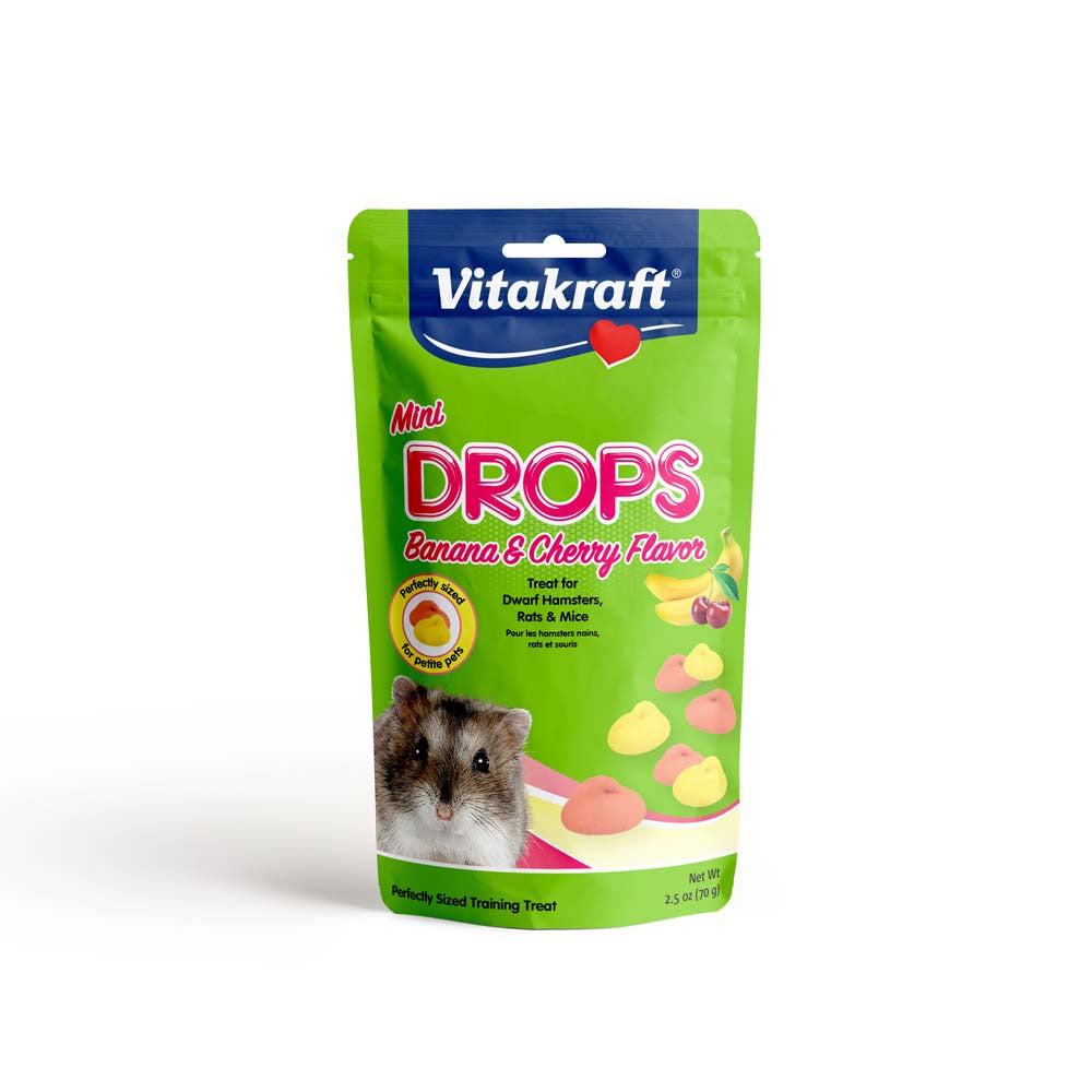 Vitakraft Mini Drops w/Banana & Cherry Flavor Treat for Small Animals 2.5 oz
