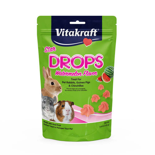 Vitakraft Star Drops w/Watermelon Flavor Treat for Small Animals 4.4 oz - Small - Pet