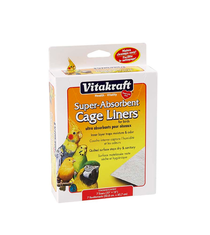 Vitakraft Super-Absorbent Cage Liners for Birds White 20 in x 18 in 7 Count