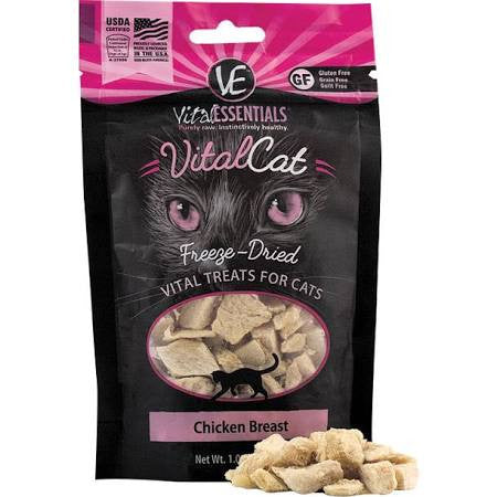 Vital Essentials Vital Cat Freeze Dried Grain Free Chicken Breast Cat Treats-1-oz-{L+x} 840199637508