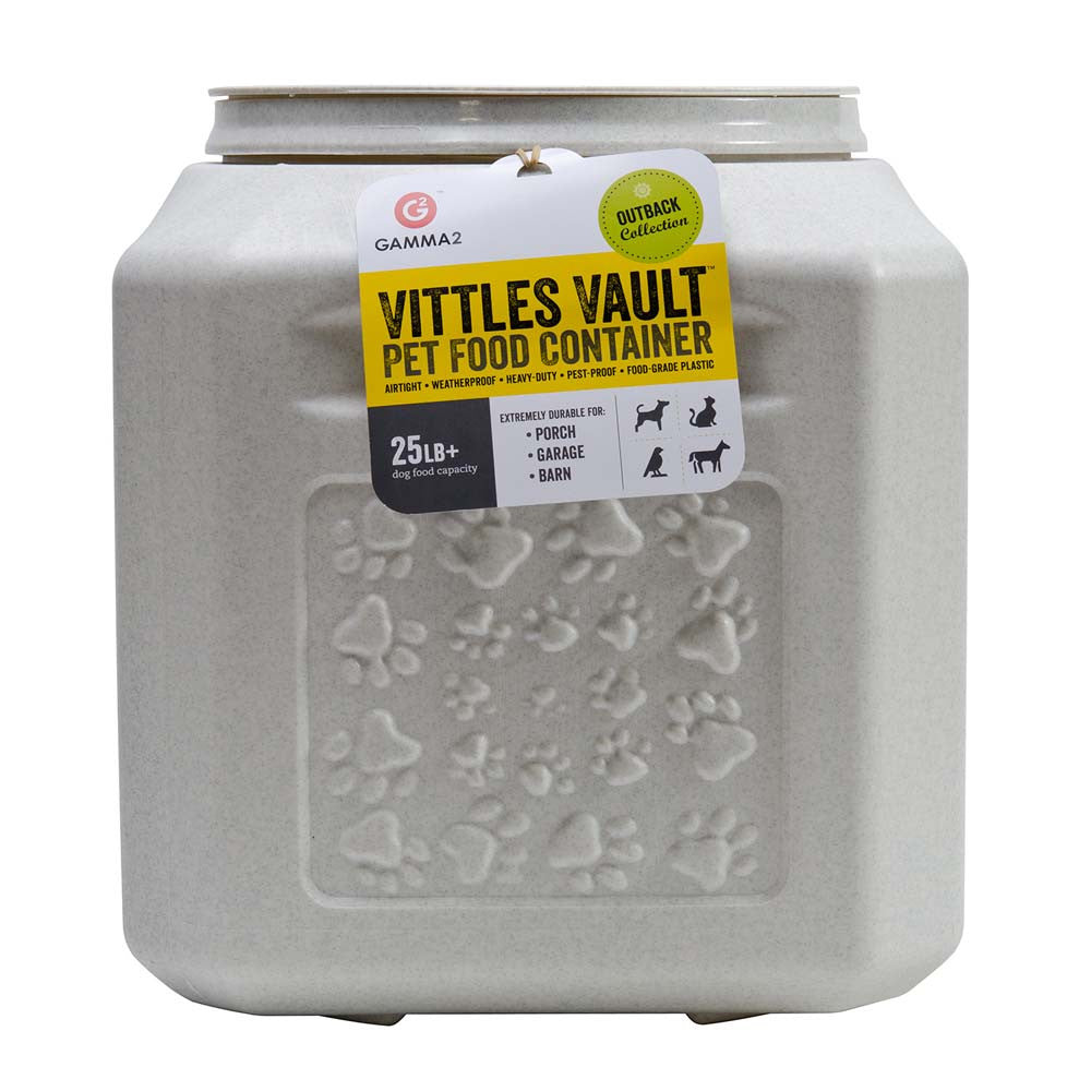 Vittles Vault Outback Paw Print Pet Food Container White 25 lb