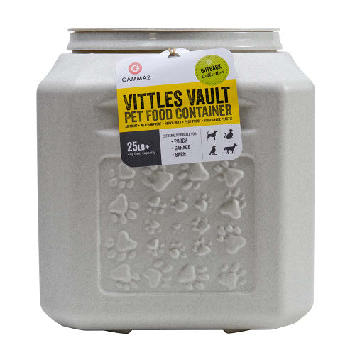 Vittles Vault Outback Paw Print Pet Food Container White 25 lb - Dog