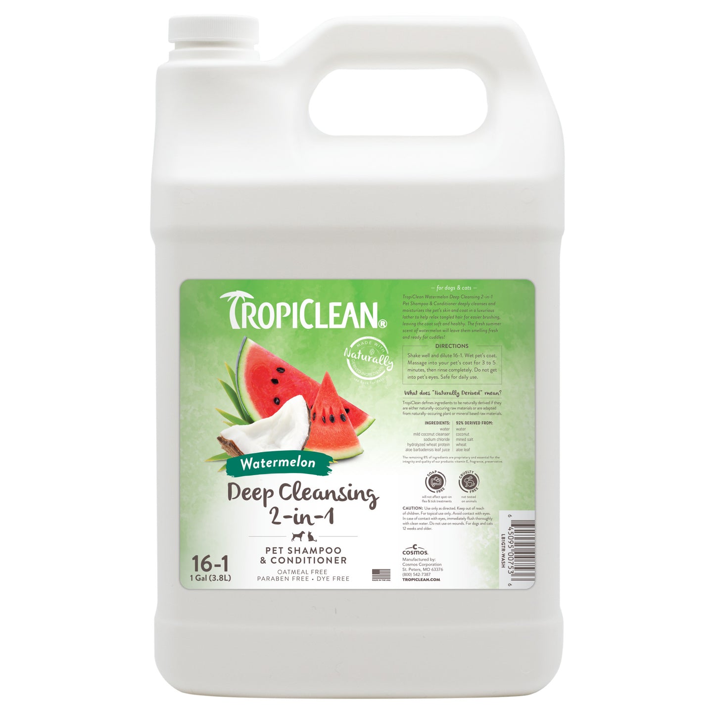 TropiClean Watermelon Deep Cleansing 2-in-1 Shampoo and Conditioner 1 gal 645095007536