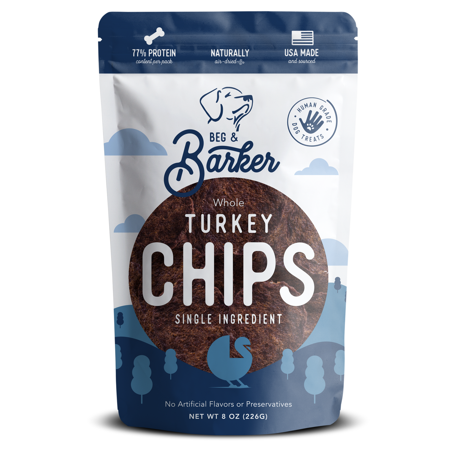 Beg & Barker Whole Turkey Chips Dog Treats 8 oz 850015093425