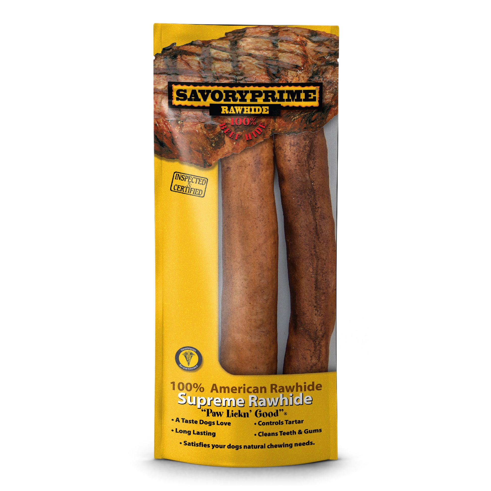 Savory Prime Supreme Rawhide Retriever Roll Beef 10 in, 2 pk 810359222608