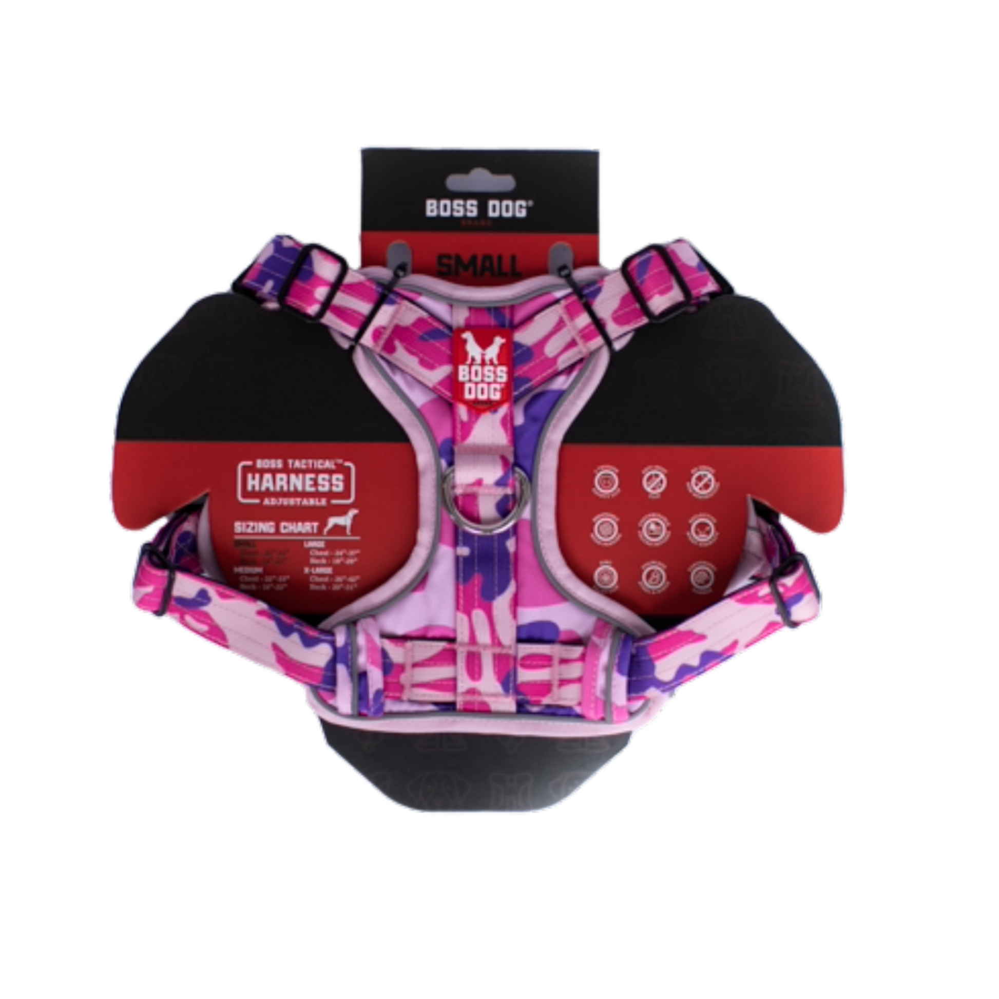 Boss Dog Tactical Dog Harness Pink Camo Small 850030579560