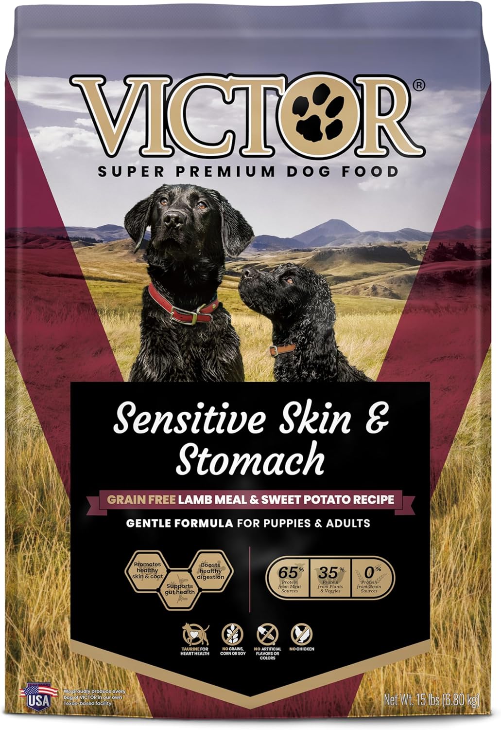 Victor Super Premium Dog Food Sensitive Skin & Stomach Grain Free Lamb & Sweet Potato 15 lb 899944446346