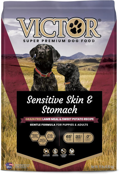 Victor Super Premium Dog Food Sensitive Skin & Stomach Grain Free Lamb & Sweet Potato 15 lb 899944446346