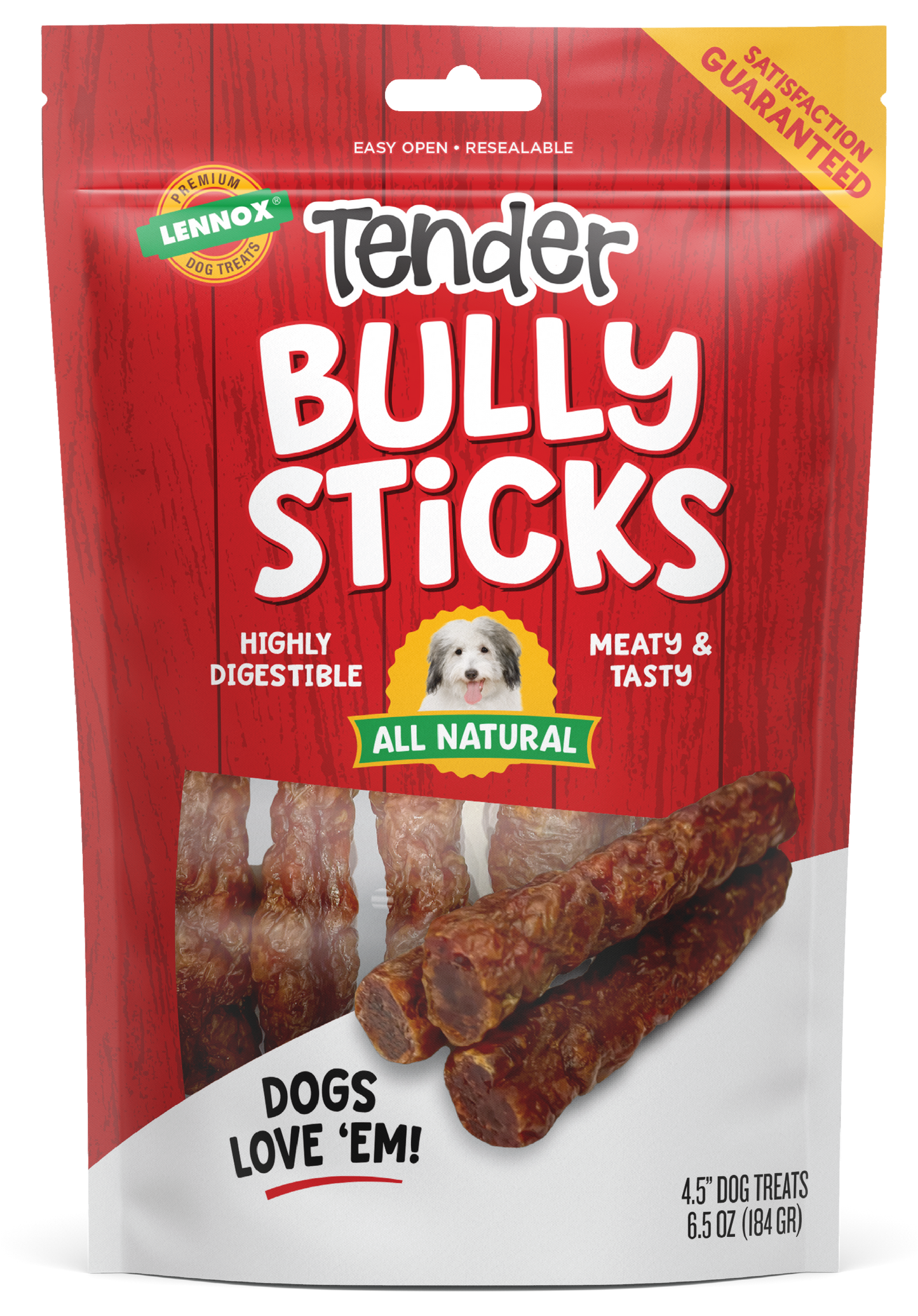 Lennox Tender Bully Sticks Dog Treat 4-5 in, 6.5 oz 742174825484