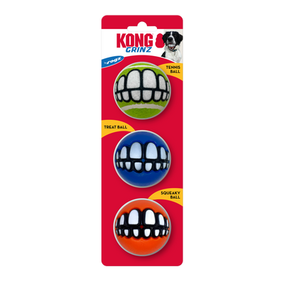 KONG Grinz by Rogz Variety Ball Dog Toys Medium, 3 pk 035585492070
