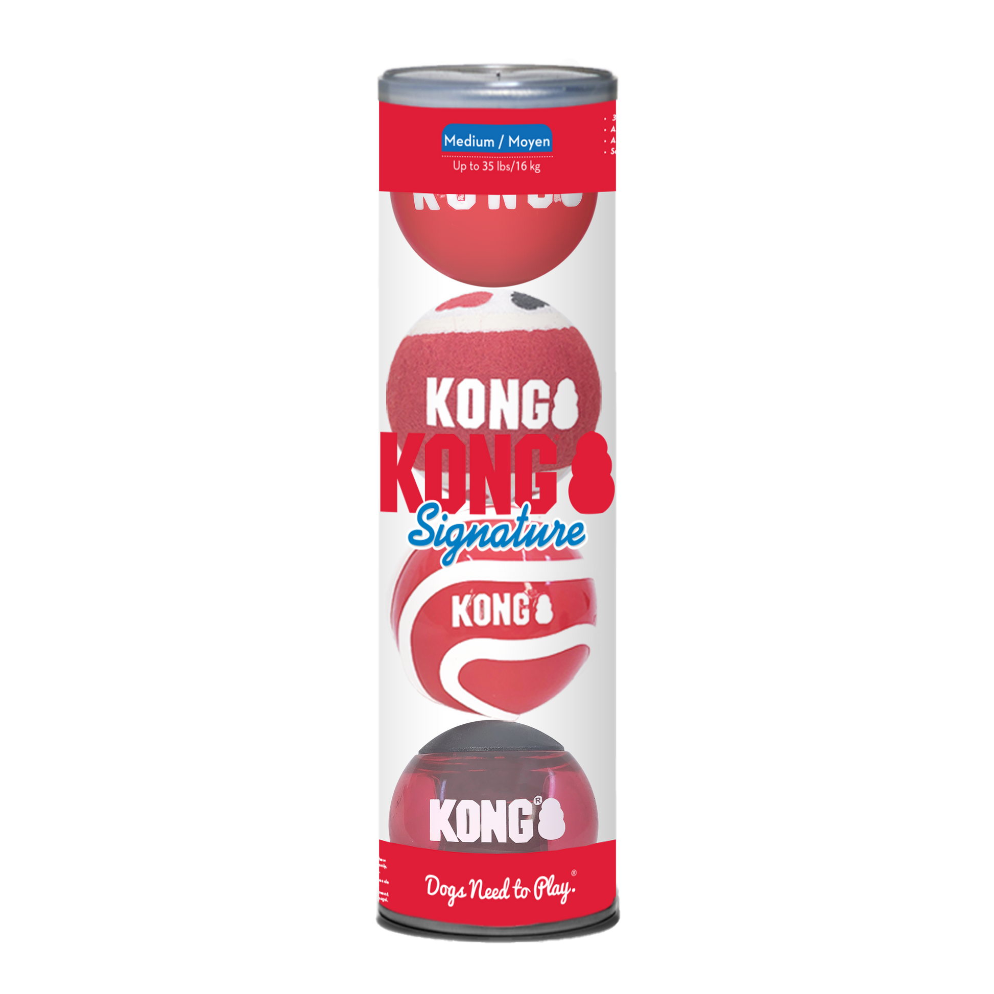 KONG Signature Ball Dog Toy Assorted Color Medium, 4 pk 035585523057