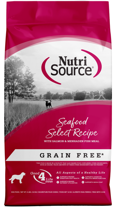 NutriSource Select Recipe Grain Free Dry Dog Food Seafood Select 4 lb 073893430087