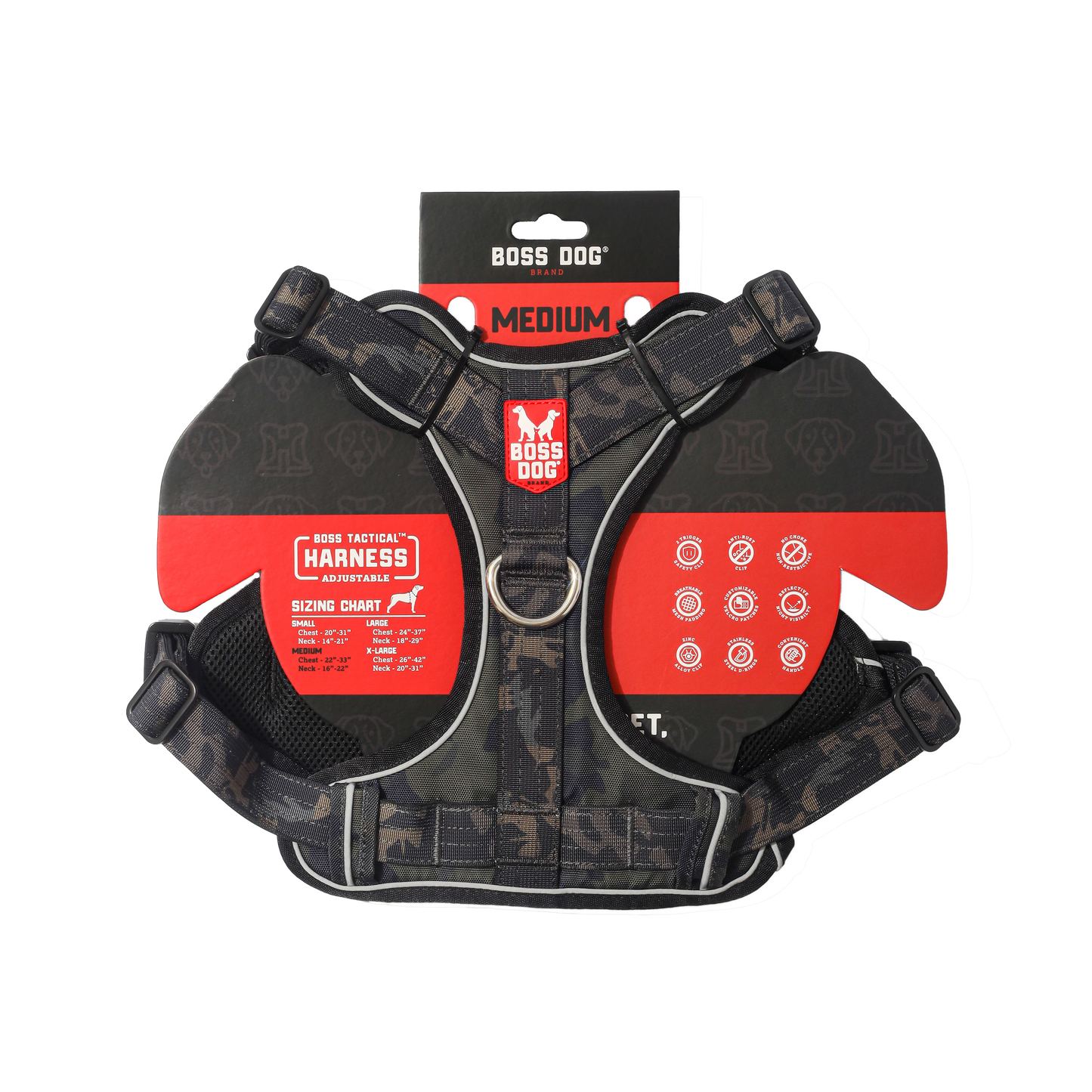 Boss Dog Tactical Dog Harness Black Camo Medium 860012005437