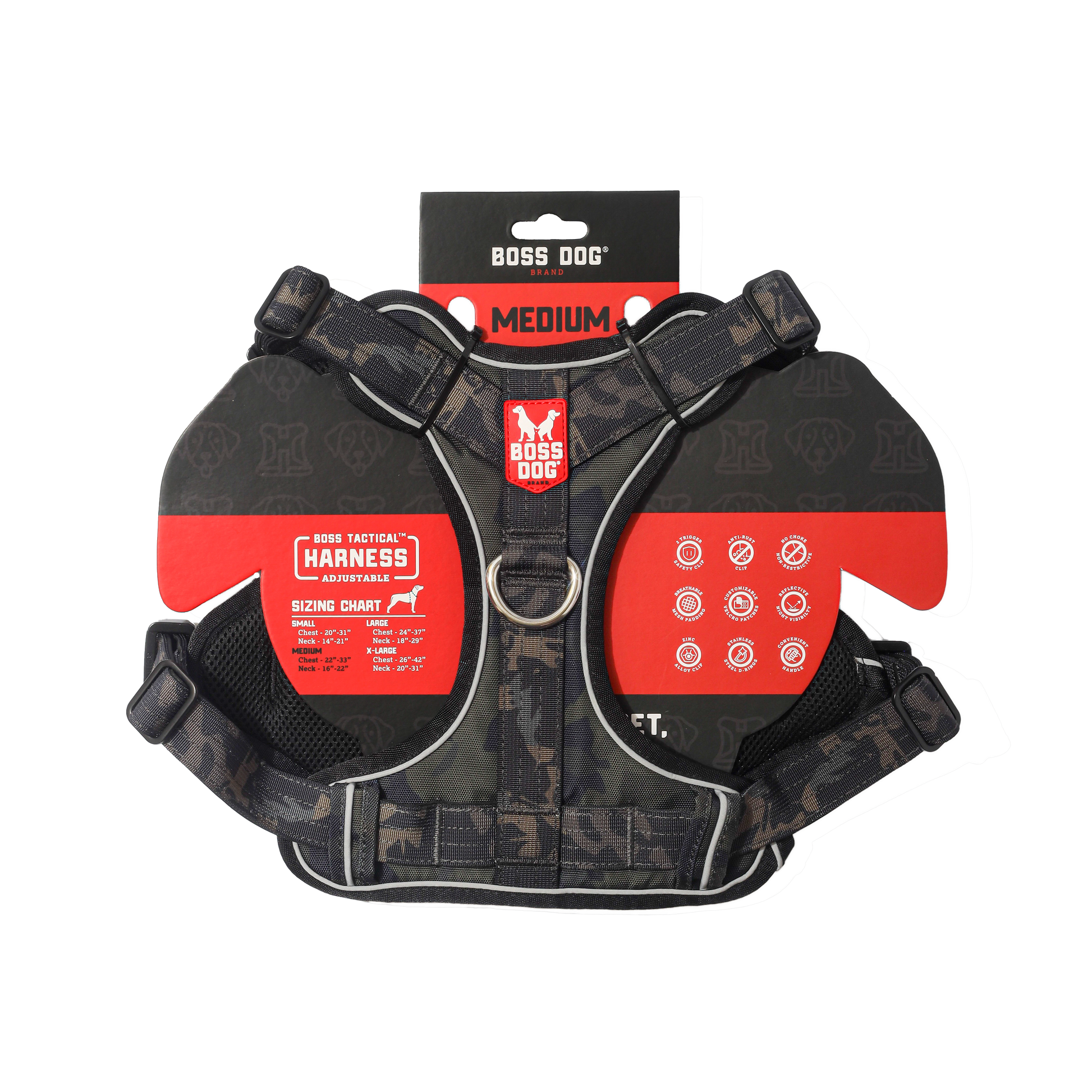 Boss Dog Tactical Dog Harness Black Camo Medium 860012005437