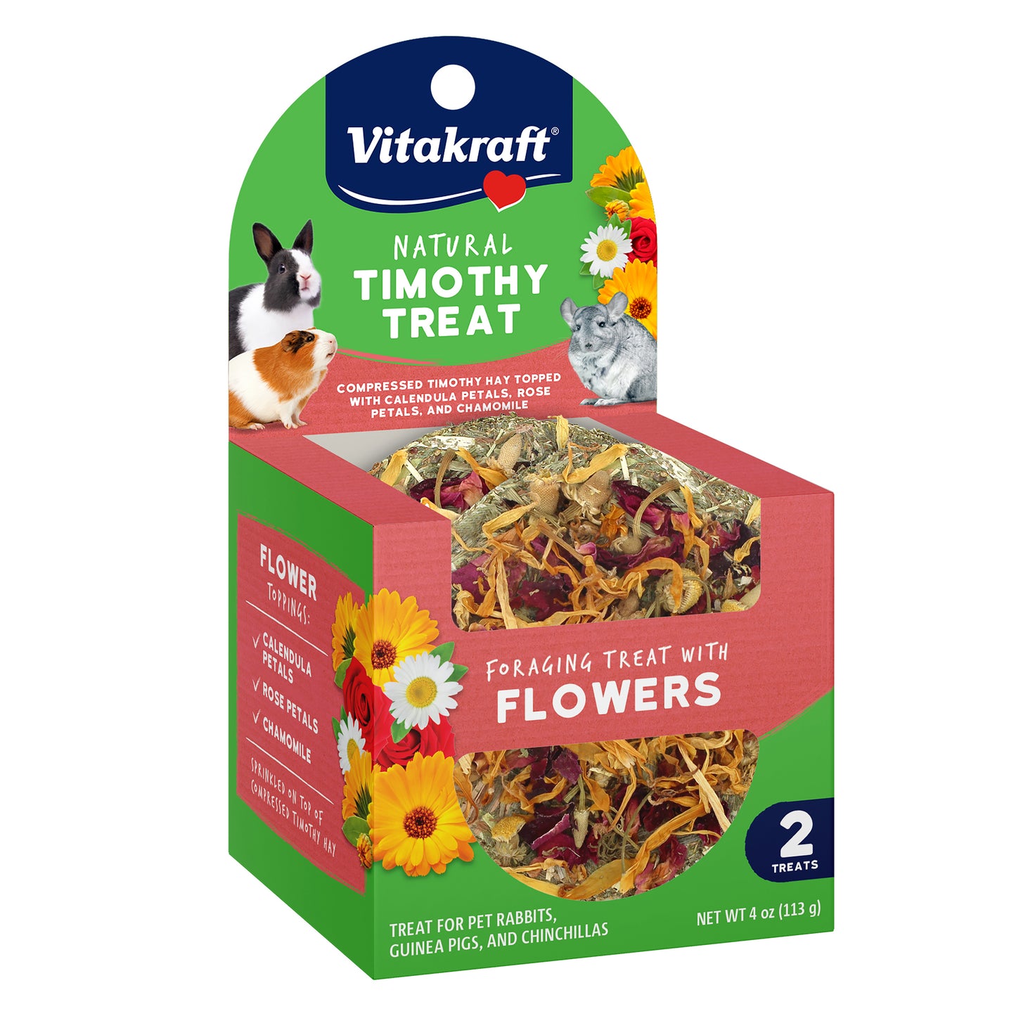 Vitakraft Natural Timothy Small Animal Treat w/ Flowers 4 oz, 2 pk 051233411804