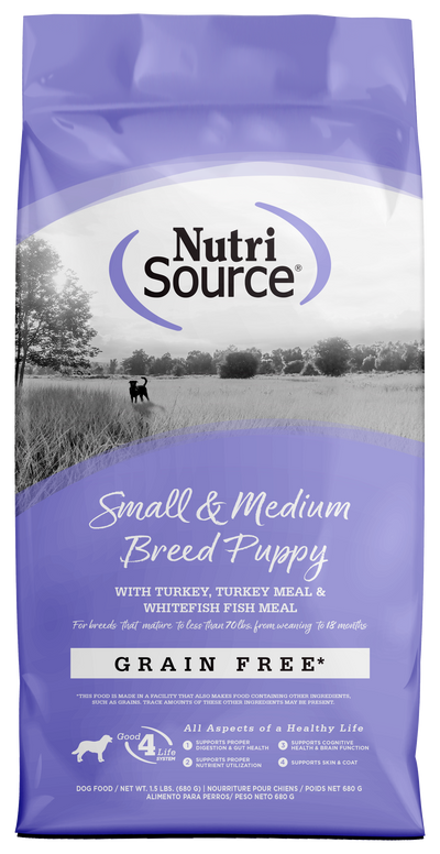 NutriSource Large Breed Puppy Grain Free Dry Dog Food White Turkey,Turkey Meal & Whitefish Fish Meal 1.5 lb 073893299769