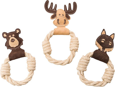 Spot Dura-Fuse Leather with Rope Ring Dog Toy Assorted Color 11 in 077234541227