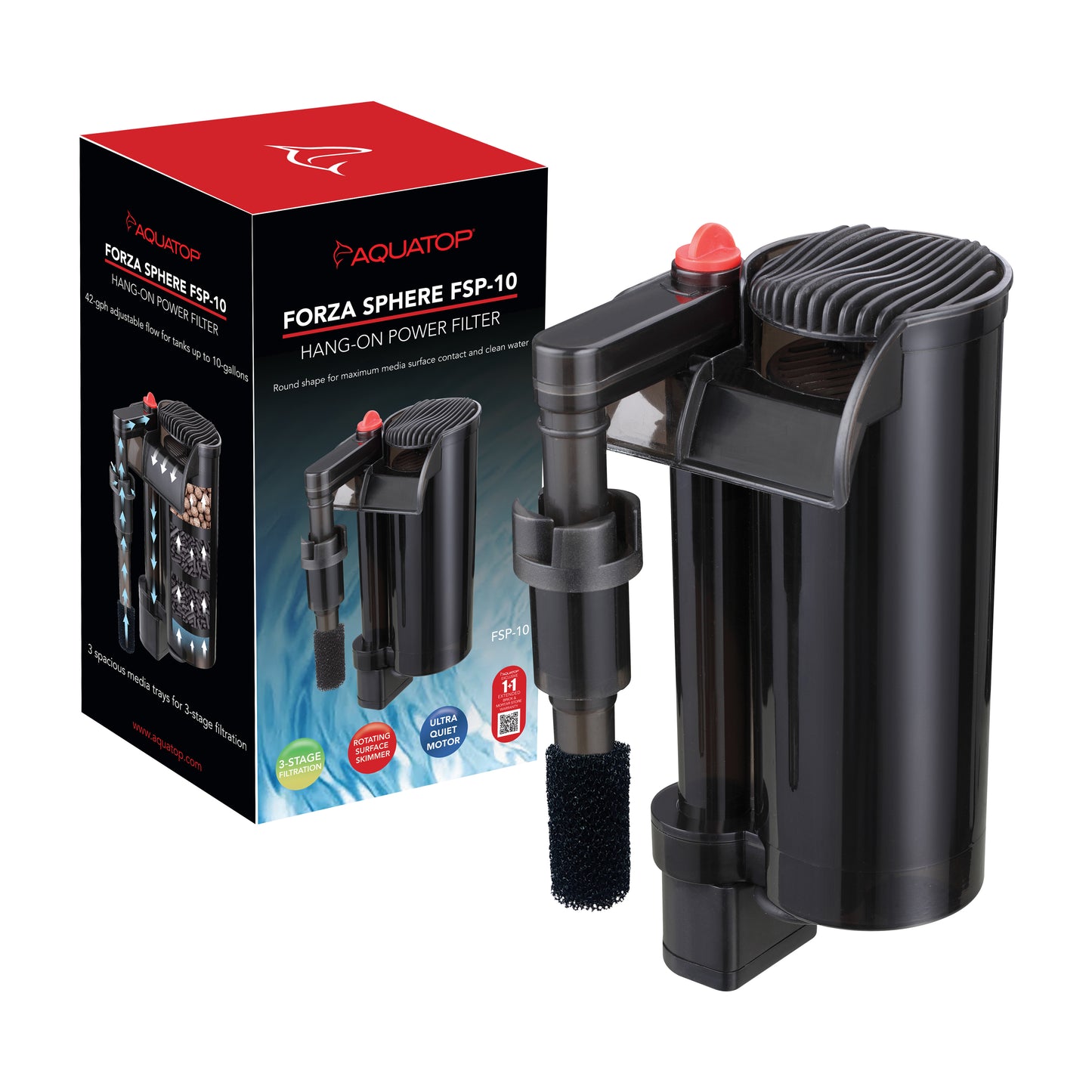 Aquatop Forza Sphere 10 Power Hang-On Power Filter for Tanks up to 10gal 10 gal 810146751045