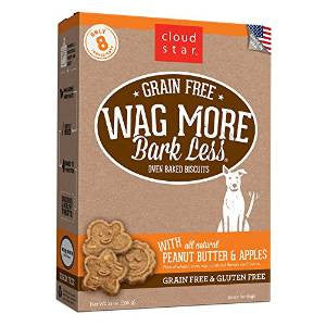 Wag More Bark Less Grain Free Oven Baked Treat with Peanut Butter and Apple 14OZ {L + 1x} 938129 - Dog