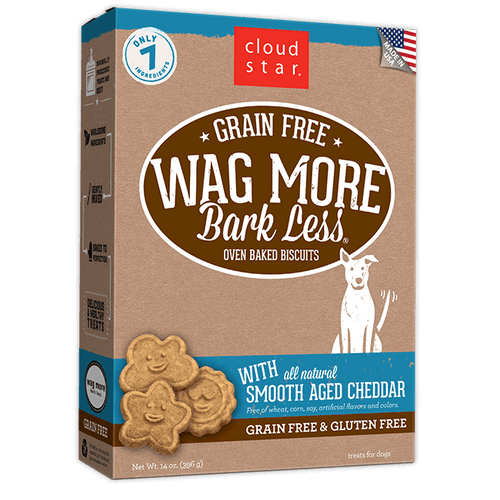 Wag More Bark Less Grain Free Oven Baked Treats with Smooth Aged Cheddar 14Z {L + 1x} 938127 - Dog