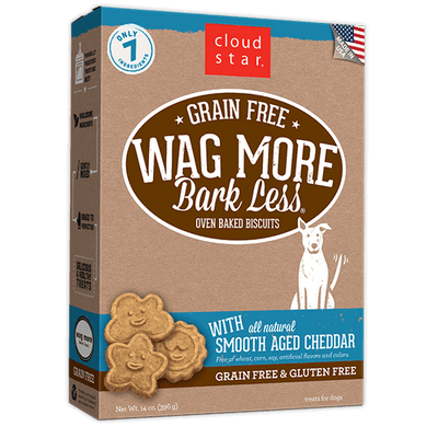 Wag More Bark Less Grain Free Oven Baked Treats with Smooth Aged Cheddar 14Z {L + 1x} 938127 - Dog