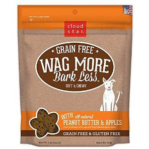 Wag More Bark Less Grain Free Soft & Chewy Treats with Peanut Butter Apples 5Z {L + 1x} 938146 - Dog