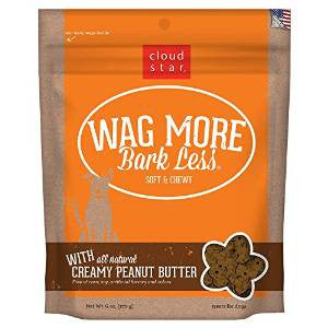 Wag More Bark Less Original Soft & Chewy Treats with Creamy Peanut Butter 6Z {L + 1x} 938109 - Dog