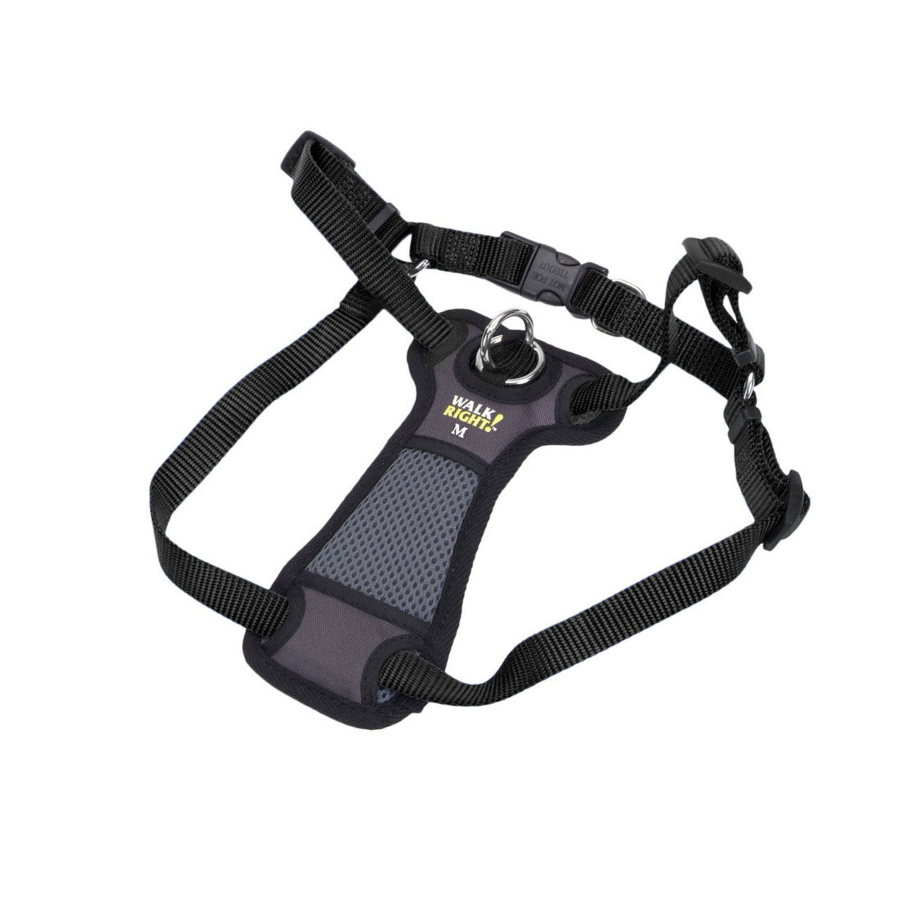 Walk Right Front-Connect Padded Dog Harness Black MD 20-30in