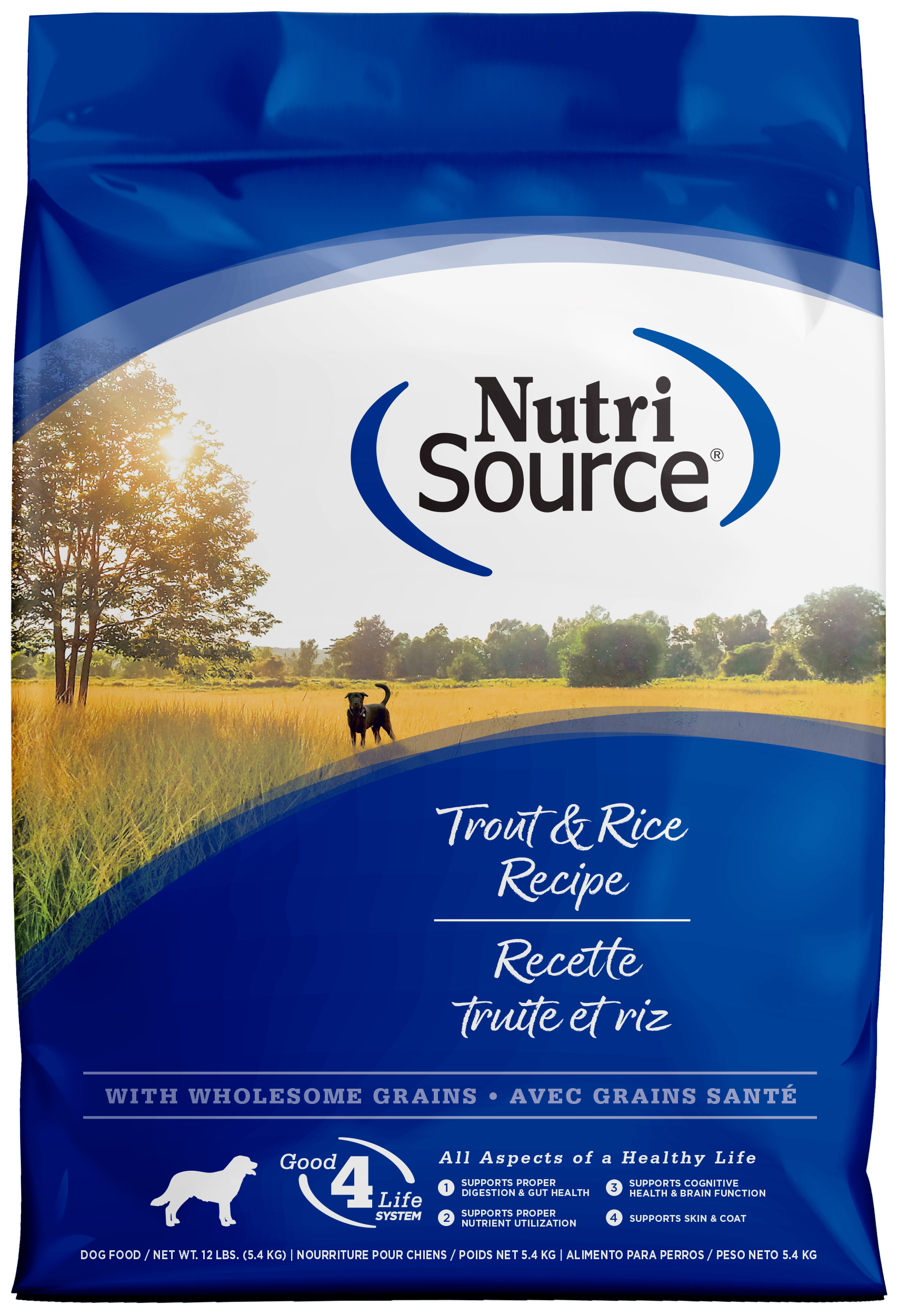 NutriSource Dry Dog Food Trout & Rice 12 lb 073893269076