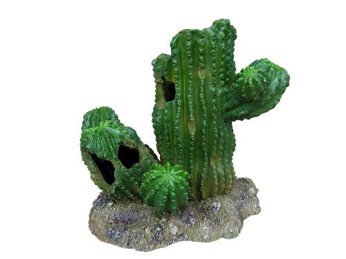 Weco Wecorama Badlands Hollow Saguaro Cactus Terrarium Ornament Brown Green 7.6 in - Reptile