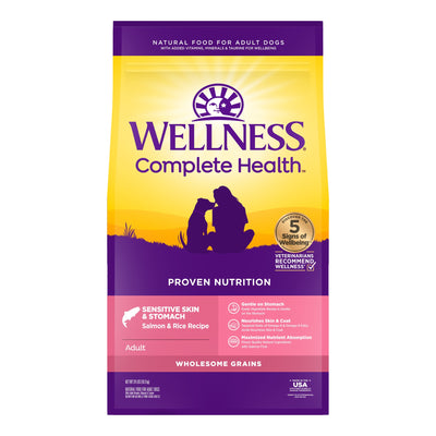 Wellness Complete Health Sensitive Skin & Stomach Salmon & Rice Dog 24 lb